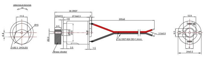 12v μηχανή 24mm ΣΥΝΕΧΟΥΣ δόνησης διάμετρος για Massager RC-260SA-20135Ф15*6.5